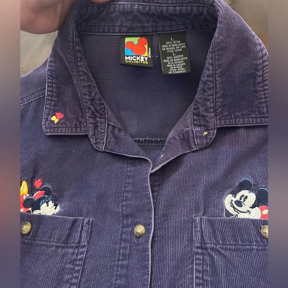 VTG 90’s 100% Cotton Mickey Unlimited Corduroy Shirt Size Large